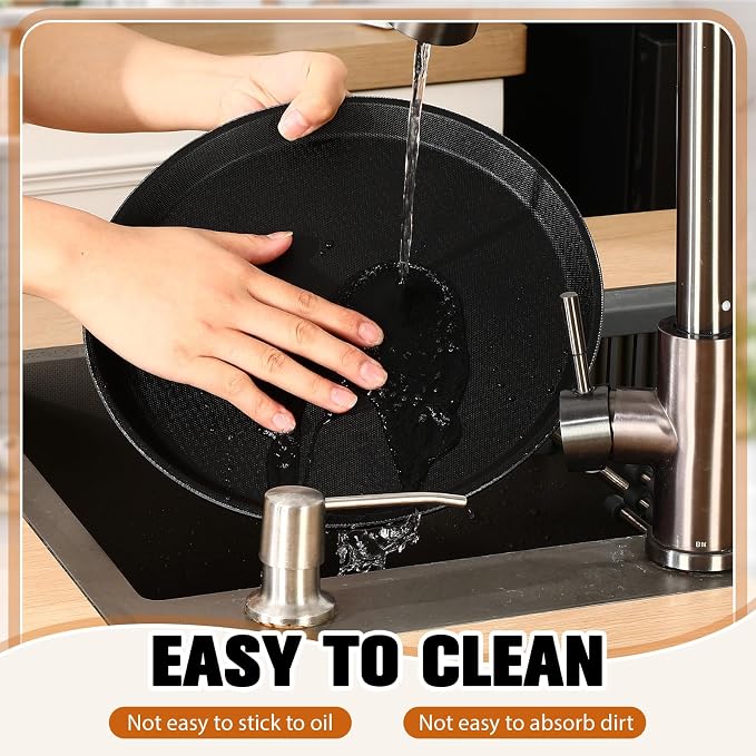 Zopeal 2 Pcs Bar Service Tray Round Plastic Non Slip,14" | For Waiter Server in Restaurant Cafeteria Bar, Raised Edges Prevent Spills, Cocktail Food Server, Textured Surface Grip