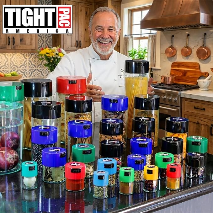 Tightvac 1 to 6 Ounce Airtight Container - Multi-use Storage Container for Herbs, Coffee and Dry Goods, Patented Vacuum Seal Airtight Containers, Black
