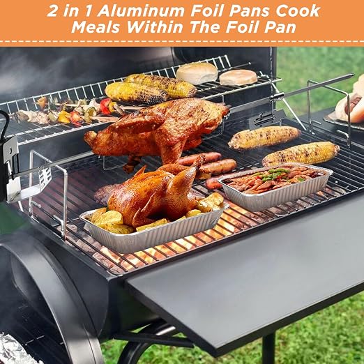 20 Pack Weber Grills Compatible Drip Pans 6415 for Weber Grills Spirit Gas Grills, Q Grills, Genesis and Genesis II LX 200 300 Series Disposable Aluminum Foil Grease Trays 6 x 1.4 x 8.6 Inches