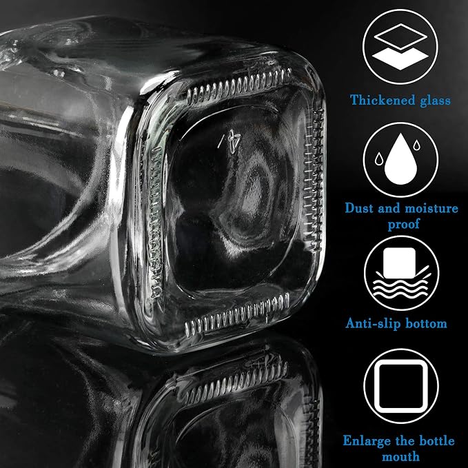 Mlici 3 Pack Condiment Jars, Spice Containers with Lids and Spoons, Black | 8.6oz Capacity, Clear Glass Seasoning Condiment Pots, Salt Sugar Bowl Container Set for Counter Organizer, Housewarming Gift