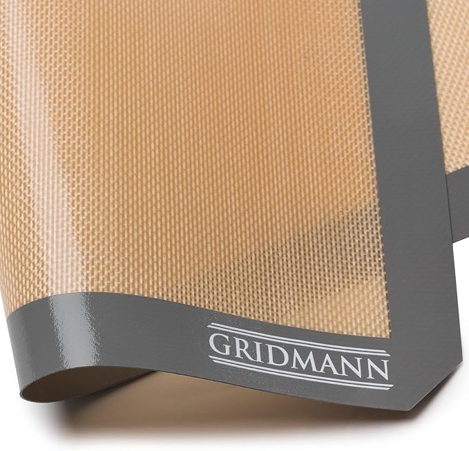 GRIDMANN Pro Silicone Baking Mat - Set of 2 Non-Stick Half Sheet (16-1/2" x 11-5/8") Food Safe Tray Pan Liners