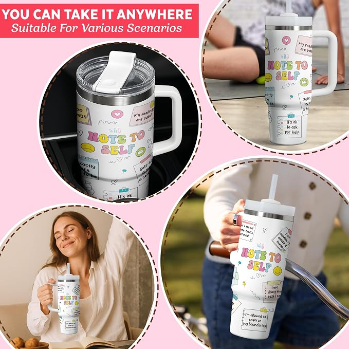 Gossby Motivational Tumbler For Women, 30oz Stainless Steel With Handle | Inspirational Gift for Her, Positive Affirmation Cup, Motivational Gift for Friends, Insulated with Straw and Lid