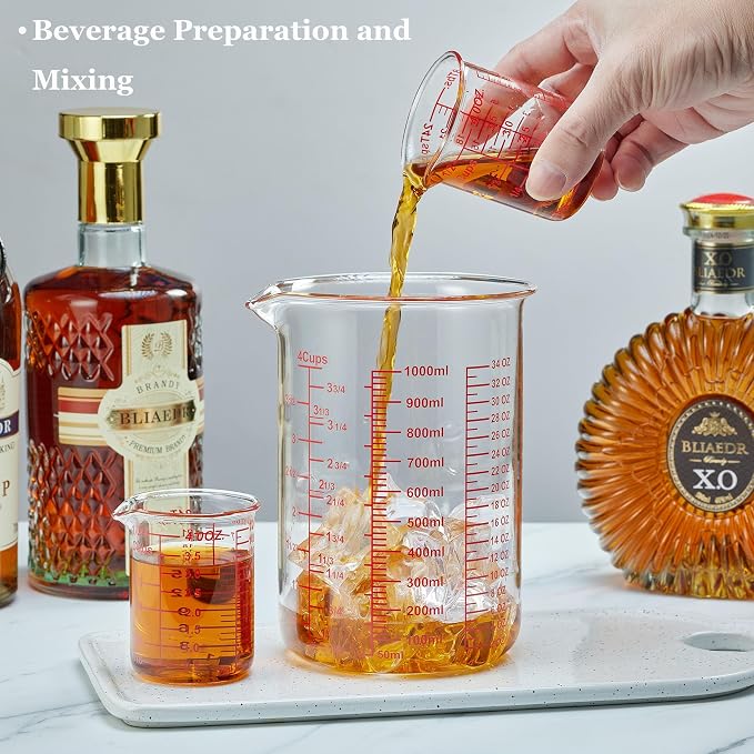 120 ML/4OZ High Borosilicate Glass Measuring Cup-V-Shaped Spout,Glass Measuring Beaker for Kitchen or Restaurant, Easy to Read(SINGLE)