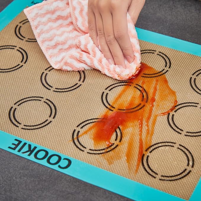GUYDREMAT 2PCs Silicone Baking Mat with Measurements for Cookies - 16 1/2” x 11 5/8” - Reusable Premium Food Grade Silicone Cookie Sheets - Heat Resistant Silicone Oven Mat