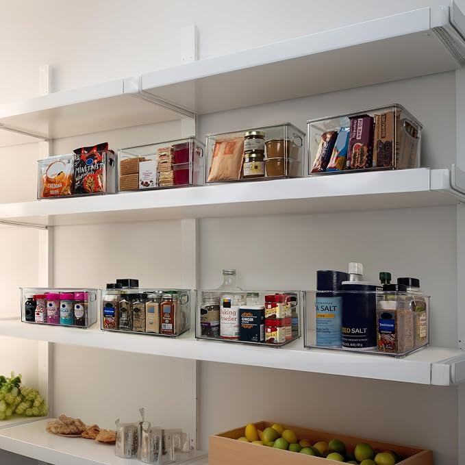 ClearSpace Pantry Storage Bins with Lids for Kitchen & Fridge, 6 Pack | Clear storage bins with lids keep pantry, fridge, and cabinets organized while protecting food and maximizing storage space