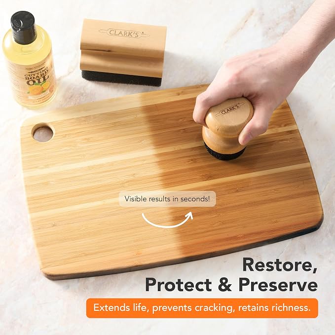 CLARK's Cutting Board Oil 128 oz, Food Grade Mineral Oil with Citrus Scent | Mineral Oil for Wood Cutting Boards, Butcher Blocks, Utensils, Lubricant for Knives. Soak for 2-3 Hours for Optimal Finish