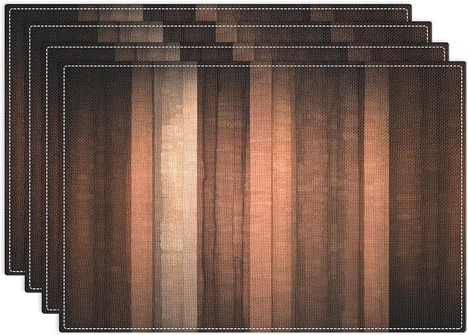 Emvency Farmhouse Placemats Set of 4, 12x18 Inch, Striped Vintage | Art Art Painting Table Mats for Outdoor Home Party Kitchen Dining Decoration