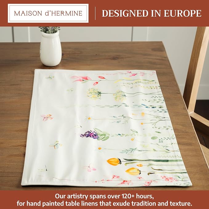 Maison d' Hermine Placemats Set of 4 Reusable 100% Cotton (13"x19") | Cloth Place Mats Washable Table Mats for Kitchen Dining Party Wedding Hotel Home Restaurant Spring Summer - Botanical Fresh