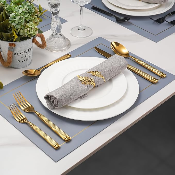 60-Piece Extra Thick Flatware Set, Heavy Duty Gold Silverware Set for 12, 18/10 Stainless Steel Flatware, Perfect for Weddings, Gift, Everyday Use