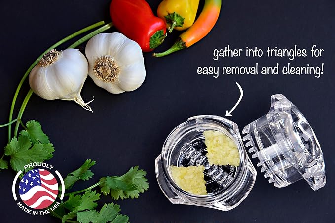 Garlic Twister 4th Gen – Garlic Mincer & Garlic Press in One, for Ginger, Herbs, Nuts & more, BPA-Free, Dishwasher Safe, 3–5 Clove Capacity - Purple