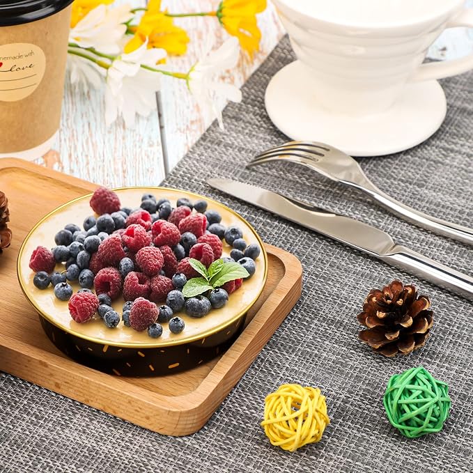 Beasea Mini Aluminum Pie Pans with Lids, 100 Pack 4” 8oz Black Gold Baking Pie Foil Tins Small Round Tart Cups Containers for Individual Cupcake Muffin Cheesecake Dessert Ramekins Quiche Oven Dishes