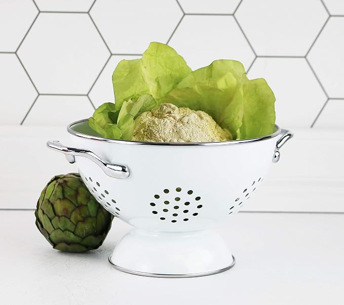 Calypso Basics by Reston Lloyd Powder Coated Enameled Colander, 1.5 Quart, White