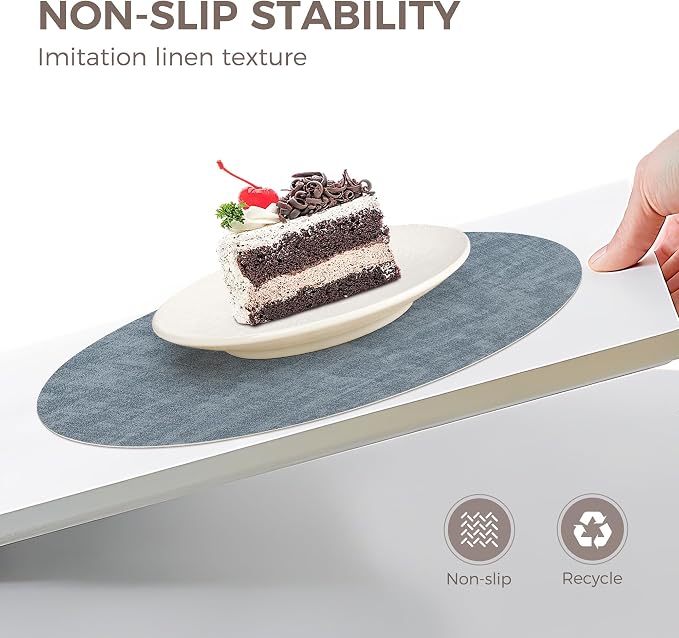NCUE 13" Faux Leather Round Placemats Set of 4, Reversible Dual-Color | With 3.9" Coasters, 2 mm Vinyl Table Mats, Waterproof Wipeable Heat Resistant, Non-Slip Texture, for Dinner Party Home Decor