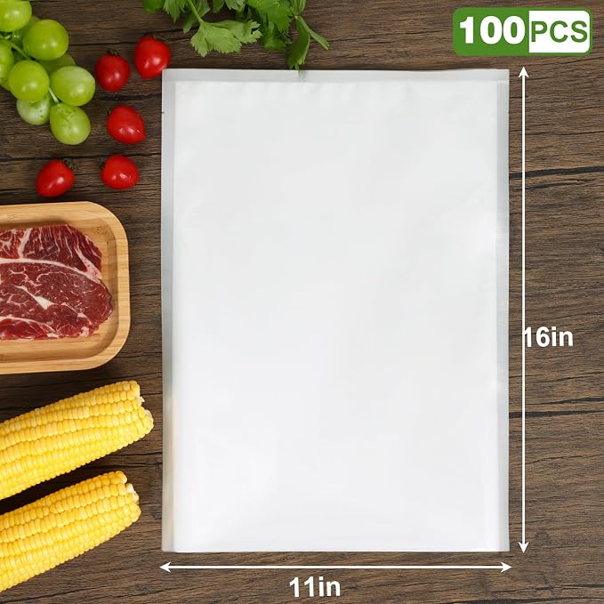 Vacuum Sealer Bags for Food Storage, 11" x 16" Vacuum Seal Bags, 100 Count | 3Mil Embossed BPA-Free Puncture-Resistant Bags, Universal Fit for Sous Vide, Meal Prep, Freezer Storage & Food Preservation