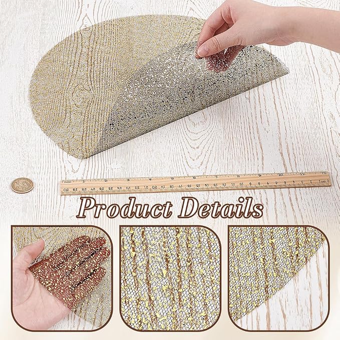 120PCS Disposable Gold Placemats Set, 13 in Black Gold Foil Table Mat Bulk | Metallic Mesh Pressed Round Charger Doilies for Table, Paper Placemats for Wedding Birthday Dining Party Home Decor