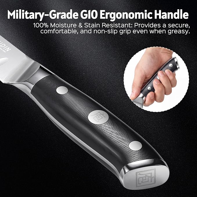 PAUDIN Brisket Knife, 12 Inch Dishwasher Safe Carving Slicing Knife for Meat, Razor Sharp German 1.4116 Steel Smoked Meat Cutter with Non-Slip Ergonomic G10 Handle & Gift Box, Perfect Gifts for Men