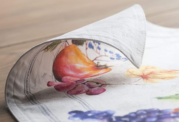 Maison d' Hermine Placemats Set of 4 Reusable 100% Cotton (13"x19") | Cloth Place Mats Washable Table Mats for Kitchen Dining Party Wedding Hotel Home Thanksgiving Christmas - Fruit D'Hiver