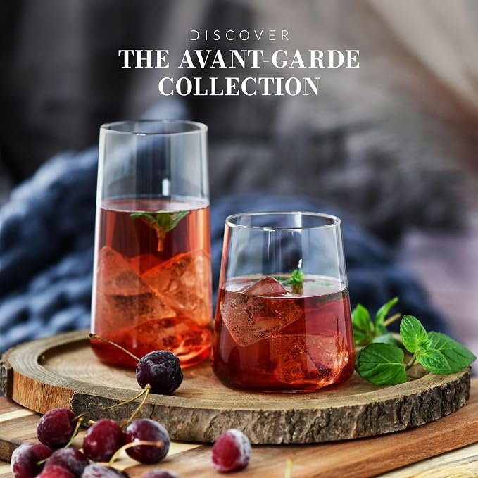 Krosno Water Glasses Set of 6, 18.3 oz, Avant-Garde Collection | Drinking Glasses, Lead-Free Crystal Glassware, Juice Glasses, Highball Glass Set, Dishwasher Safe, Made in Europe