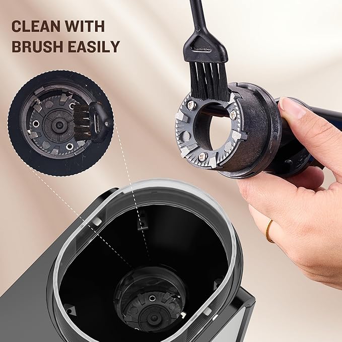 AYCHIRO Flat Burr Coffee Grinder Electric, Coffee Grinder with 14 Grinding Levels,Burr Mill Grinder with 2-12 Cups for Espresso, Drip Coffee and French Press,Stainless Steel
