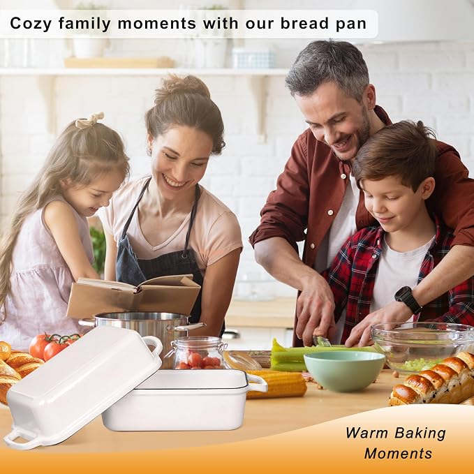 GRMImosa 9x5 Inch Cast Iron Loaf Pan with Lid, Loaf Pans for Homemade Bread | Cast Iron Bread Pan with Lid for Sourdough Baking, 9x5 Loaf Pan with 2-in-1 Design, Even Heat Distribution, Enameled Cherry