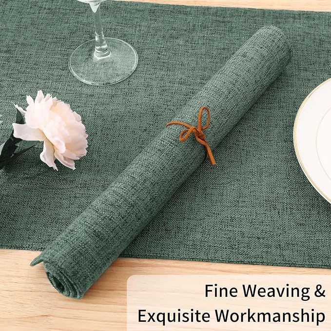 Homaxy Cloths Placemats for Dining Table Set of 4, 13" x 19", Green | Heat Resistant, Washable, Cotton Linen Blend Table Mats, Easy to Clean Place Mats, Indoor Outdoor