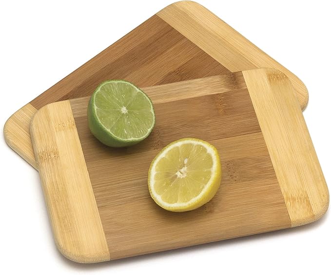 Lipper International Bamboo Wood Two-Tone Kitchen Cutting and Serving Board, Small, 8" x 6" x 5/16", Set of 12