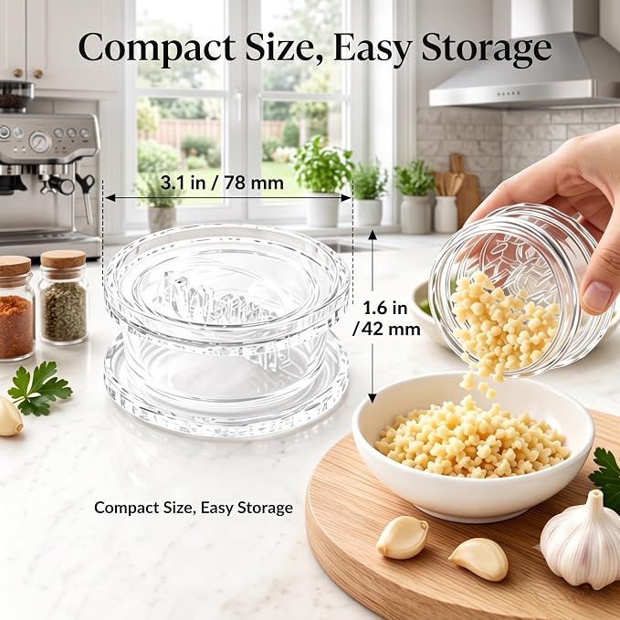 2pcManual Garlic Twister,Manual Garlic Crusher and Mincer, Transparent Twisting Garlic Chopper Tool, Multi-Functional Handheld Grinder for Ginger, Nuts, Herbs and Spices, Easy to Clean Kitchen Gadget