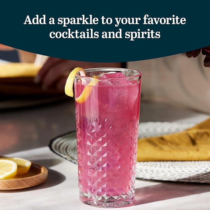 Libbey Carat Tumbler Glasses Set of 4, Faceted 14 oz Drinkware Glasses Set, Dishwasher Safe Tall Drinking Glasses for Cocktails, Soda, and More