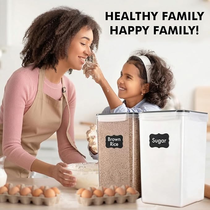 2 PC [7 Qt / 6.5L / 220 Oz] Large Food Storage Containers with Lids Airtight - BPA Free Clear Plastic Kitchen and Pantry Storage Containers for Cereal, Flour, Sugar, Rice