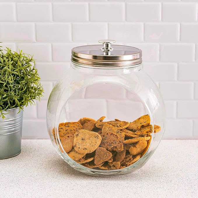 Glass Cookie Jars for Kitchen Counter (3 Pack) 75oz Food Storage Canisters with Airtight Lids + Marker & Labels, Coin & Penny Jar for Candy Buffet, Coffee, Laundry Detergent Holder