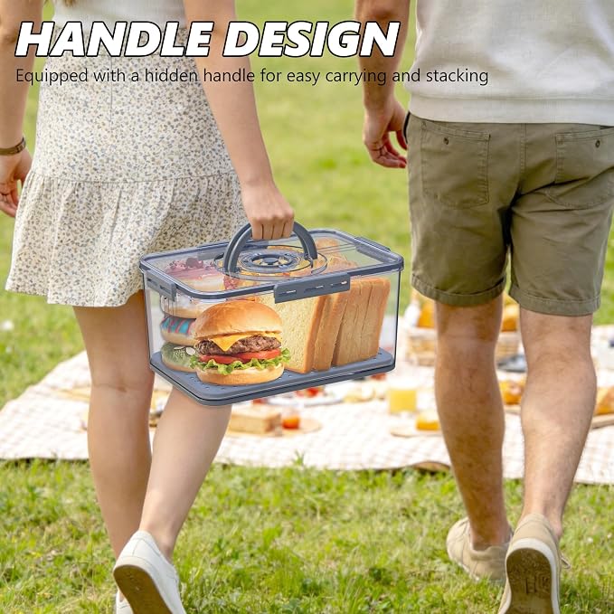Fanlory Bread Box with Lid and Handle,Bread Storage Container With Time Recording for Camping & Outdoor Travel,Airtight Bread Keeper for Homemade Toast, Bagel,Cookies,Not dishwasher safe