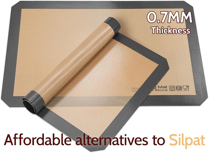 Sopito Platinum Silicone Baking Mat, Non-Stick Silicone Baking Sheet, 5 Pcs | Reusable, Food-Grade, Heat Resistant to 480℃, Dishwasher Safe, Half-sheets, Quarter-sheets, and Round Mat Set, Versatility