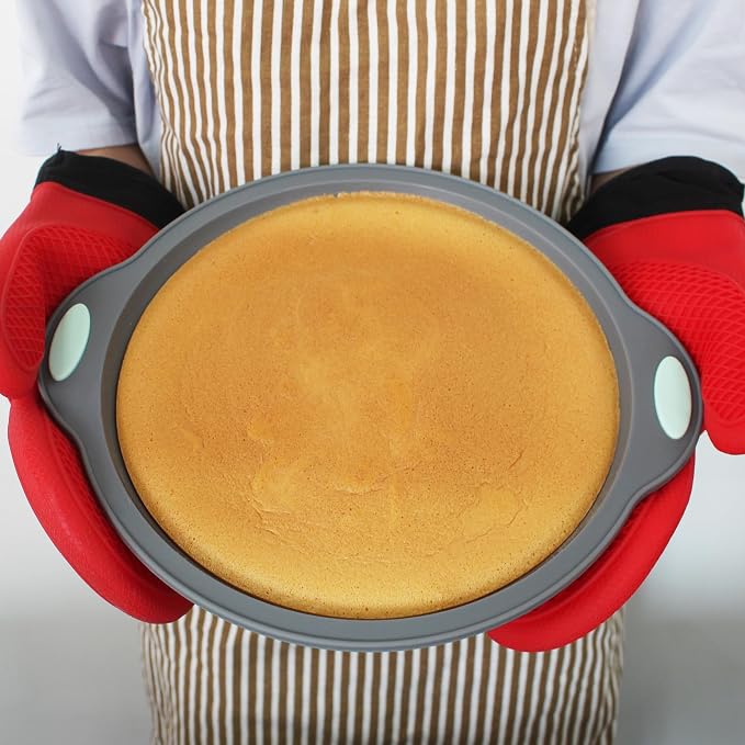 9 Inch Silicone Round Cake Pans, 2 Pack Nonstick Silicone Baking Pans Set, Food Grade Cake Molds, with Metal Reinforced Frame More Strength