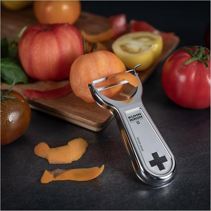 Kuhn Rikon "Swiss Metallic" Piranha Cross Peeler, Silver