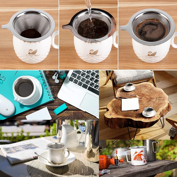 Pour Over Coffee Maker,Coffee Filter,Slow Drip Paperless Stainless Steel Cone Coffee Dripper(1 Cup) Mini
