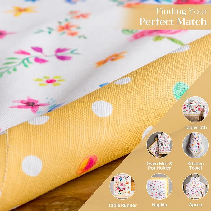 Maison d' Hermine Placemats Set of 4 Reusable 100% Cotton (13"x19") | Cloth Place Mats Washable Table Mats for Kitchen Dining Party Home Restaurant Spring Summer - Happy Florals - Sweety