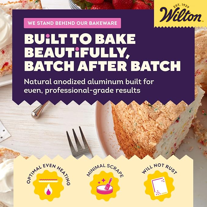 Wilton Aluminum Angel Food Tube Cake Pan, Made Without PFAS, 10 in. | Natural Anodized Aluminum Bakeware, Even Heating & Rust-Resistant for Professional Results, Perfect for Angel Food Cakes