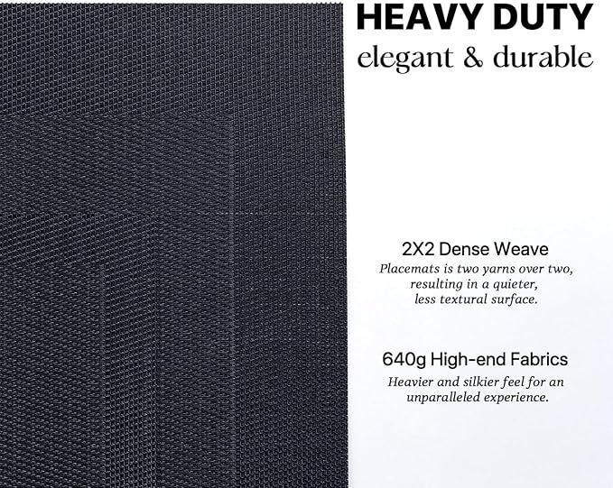 LEXMORE PlaceMats Set of 12 Vinyl/Plastic Woven Place Mats for Kitchen Table Indoor/Outdoor Washable PlaceMat Wipeable Dining Table Mats(Black Cube)