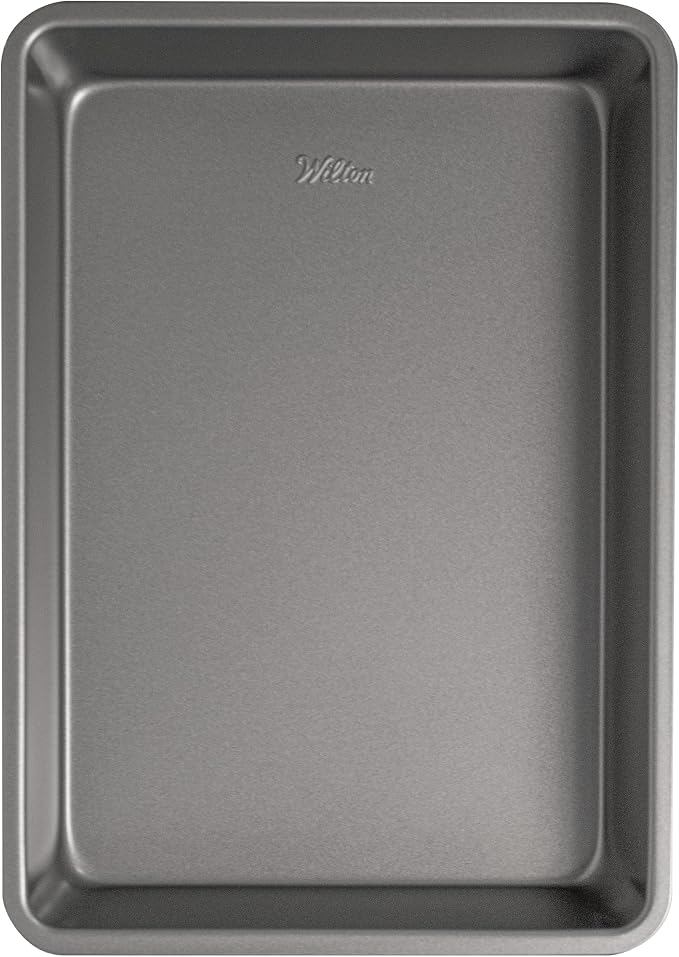 Wilton Silver Non-Stick Oblong Cake Pan, Made Without PFAS, 13 x 9 x 2 in. | Non-Stick Steel Bakeware, Dishwasher Safe with 5-Year Limited Warranty, Perfect for Cakes, Lasagna & Roasting Meals
