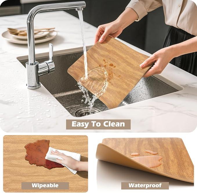 Aofmee Faux Leather Placemats Set of 6 - Waterproof - Wipeable - Washable - Heat Resistant - Anti Slip Stain Resistant Kitchen Dining Table Place Mats, Suitable for Indoor & Outdoor Use, Easy to Clean