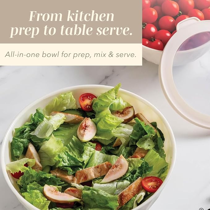 COOK WITH COLOR Mixing Bowls with Lids - 12 Piece Plastic Nesting Bowls Set includes 6 Prep Bowls and 6 Lids, Microwave Safe Mixing Bowl Set, Brown Embossed