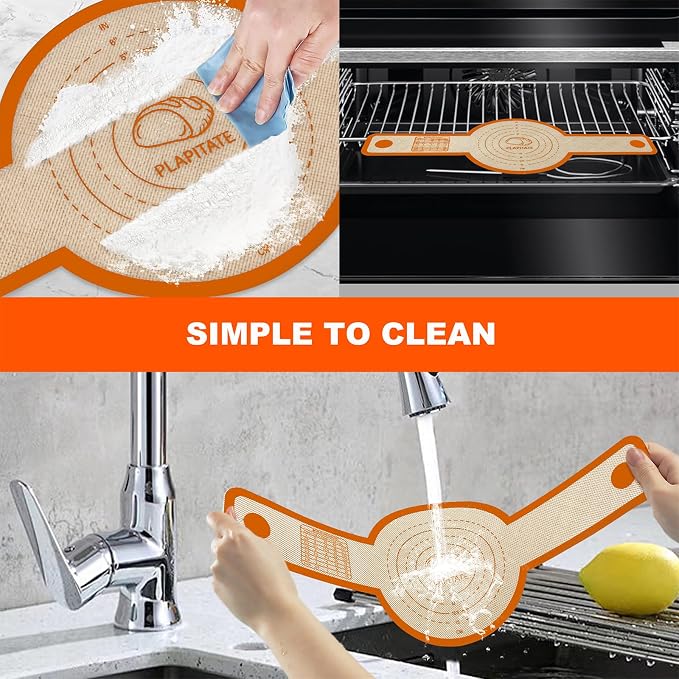 PLAPITATE Silicone Bread Sling Dutch Oven Liner, Non-Stick & Easy Clean Reusable Oval and Round Silicone Bread Baking Mat with Long Handles, Easy to Transfer Sourdough Bread - 2 Orange Set