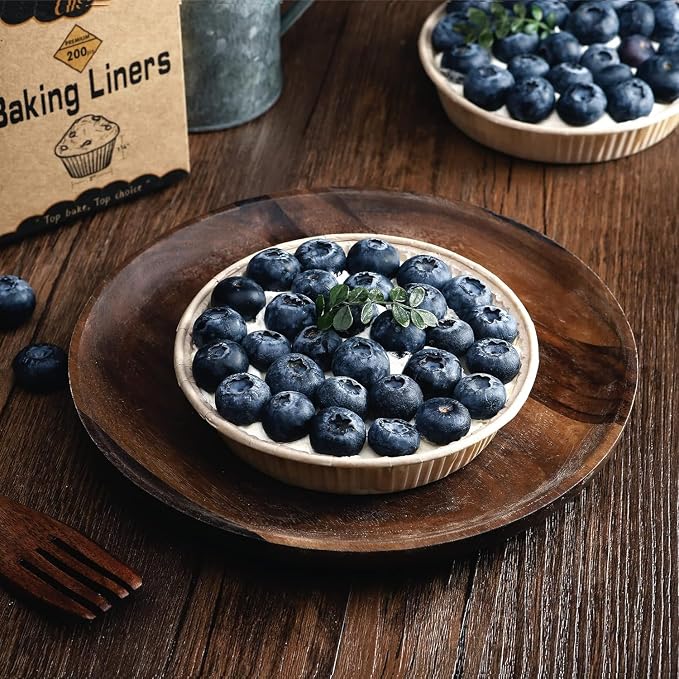Bake Choice 200pcs Paper Mini Tart Pans, 4 Inch Mini Pie Tins, Disposable | Non-stick, Unbleached, Mini Quiche Pans,Oven safe, Microwave safe, Freezer Safe, Shallow Bakeware Cups