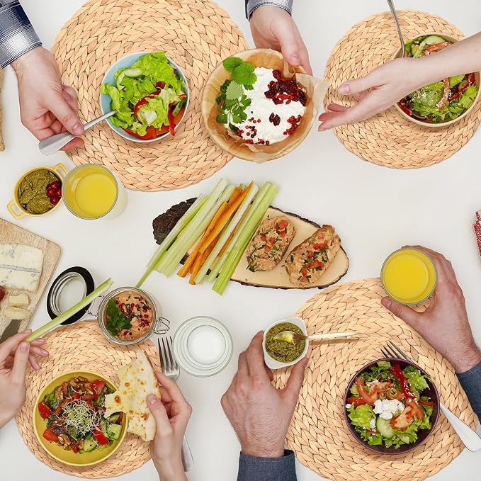 Geosar 200 Disposable Paper Placemats and Coasters Set Paper Woven Placemat with Coasters Outdoor Indoor for Farmhouse Rustic Dining Table Decoration Shower Birthday