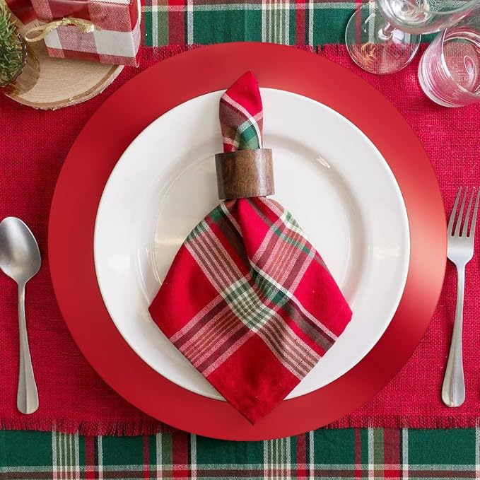 100PCS 13in Round Red Placemats, Disposable Paper Chargers Plate | Mirrored Red Paper Placemats for Dining Table, for Christmas Valentines Kitchen Banquet Wedding Birthday Party Table Decor