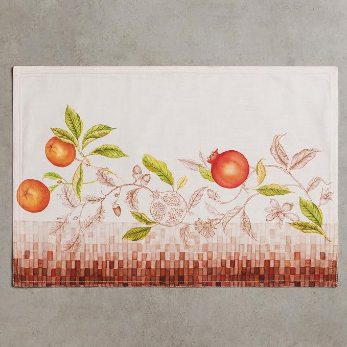 Maison d' Hermine Placemats Set of 4 Reusable 100% Cotton (13"x19") | Cloth Place Mats Washable Table Mats for Kitchen Dining Party Wedding Hotel Home Thanksgiving Christmas - Vintage Harvest