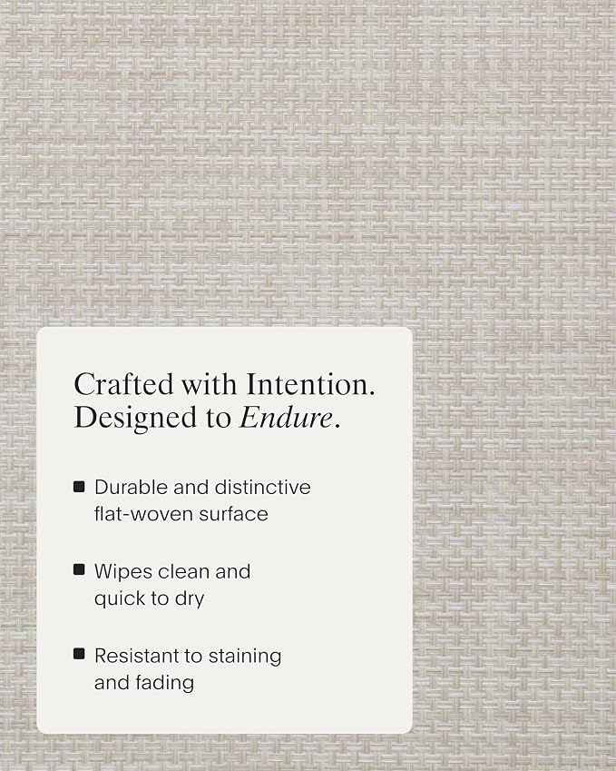 Chilewich Basketweave Placemats, Woven Rectangle Placemats Set of 4 | Reusable, Stain-Resistant, Indoor/Outdoor Tabletop Protection, Khaki, 14" x 19"