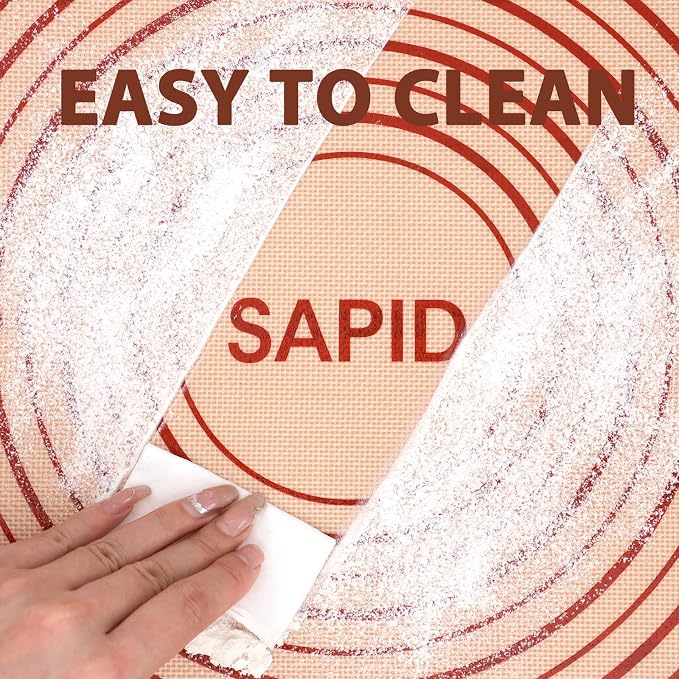 Sapid Thick Silicone Pastry Mat Baking Dough Rolling Extra Large 20" x 28" | Non-slip with Measurements for Non-stick Dough Rolling, Pie Crust, Kneading Mats, Countertop, Placement Mats (Red)