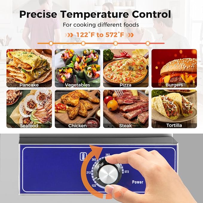 Giantex Commercial Electric Griddle, 22" Countertop Flat Top Grill | 2000W Stainless Steel Teppanyaki Grill with Cast Iron Griddle Plate, 122℉-572℉ Adjustable Temp Control for Home & Restaurant