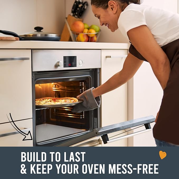 Oven Liners for Bottom of Oven - 17"x 25" Large Heavy Duty Non-Stick 3 Pack | Resistant to 500°F, BPA & PFOA Free, Reusable, Fits Electric, Gas, Toaster, Microwave Ovens & Grills, Spill Guard, Silver